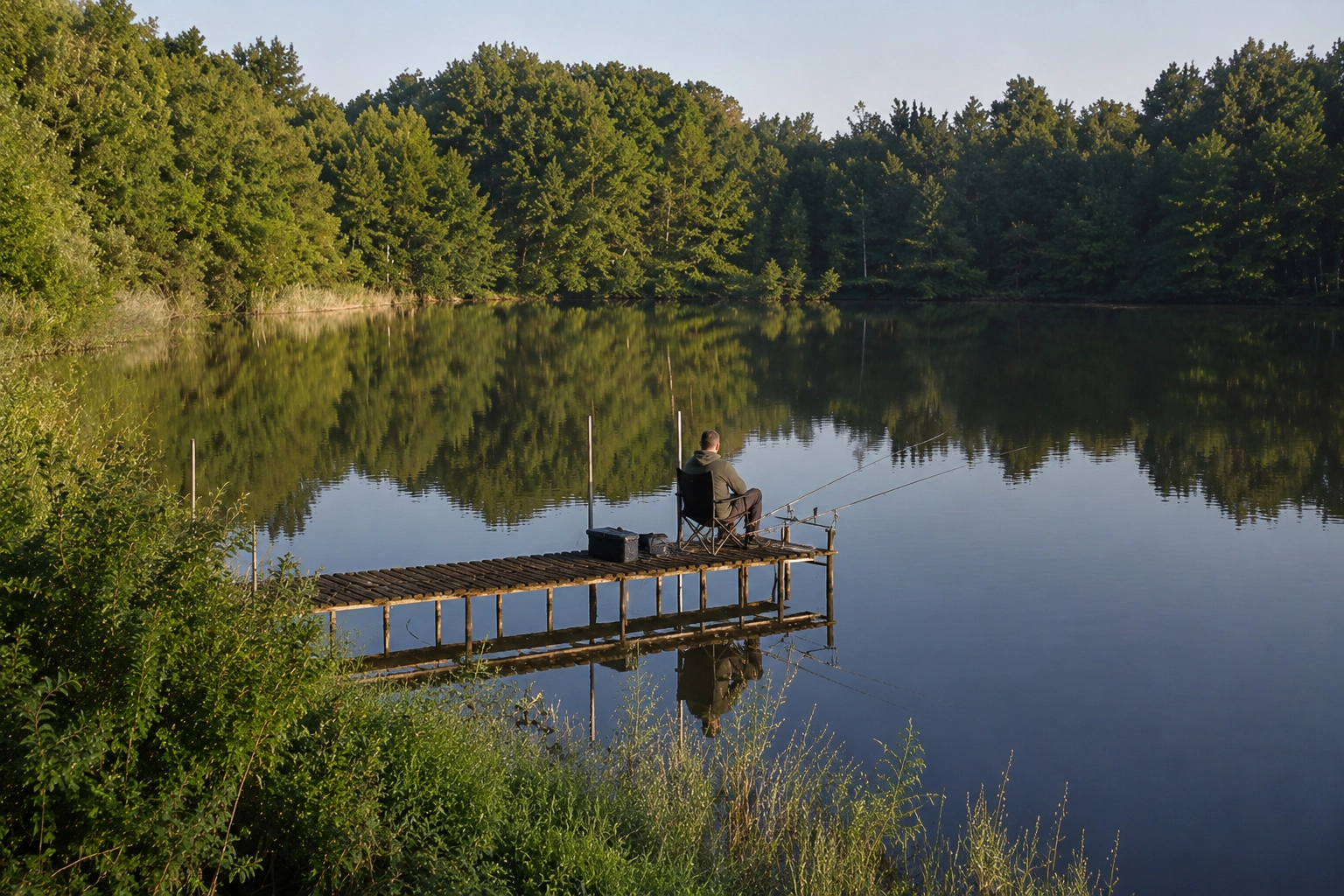 Pêcheur au bord de l'étang du Mont Gérard